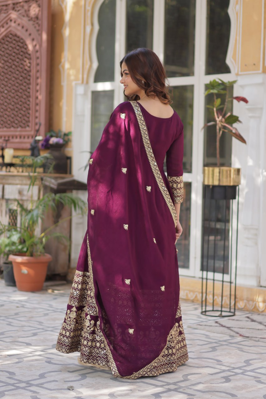 Wine Premium Designer Readymade Gown Collection – Elegance Redefined! Clothsvilla