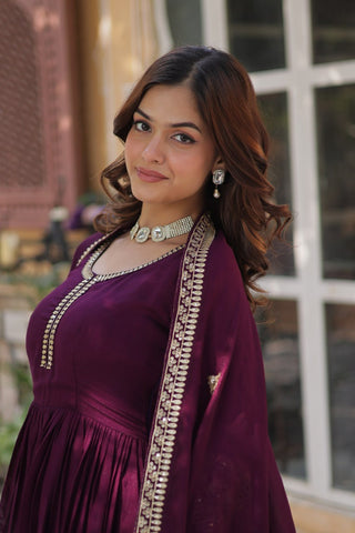 Wine Premium Designer Readymade Gown Collection – Elegance Redefined! Clothsvilla