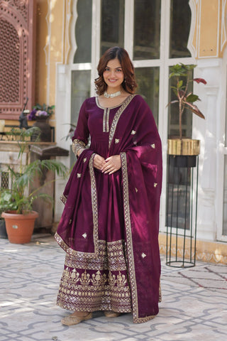 Wine Premium Designer Readymade Gown Collection – Elegance Redefined! Clothsvilla