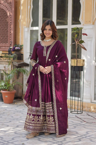 Wine Premium Designer Readymade Gown Collection – Elegance Redefined! Clothsvilla