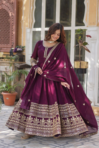 Wine Premium Designer Readymade Gown Collection – Elegance Redefined! Clothsvilla