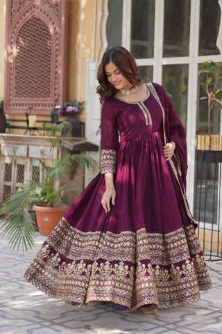 Wine Premium Designer Readymade Gown Collection – Elegance Redefined! Clothsvilla