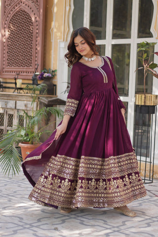 Wine Premium Designer Readymade Gown Collection – Elegance Redefined! Clothsvilla