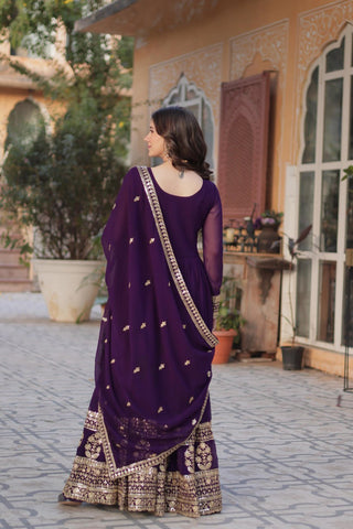 Wine Premium Designer Readymade Gown-Dupatta Collection ClothsVilla