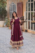 Load image into Gallery viewer, Wine Premium Designer Readymade Gown with Dupatta Collection Embroidered Elegance Clothsvilla