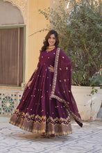 Load image into Gallery viewer, Wine Premium Designer Readymade Gown with Dupatta Clothsvilla