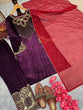 Load image into Gallery viewer, Wine Premium Designer Readymade Velvet Top, Plazzo &amp; Dupatta Set Clothsvilla