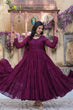 Load image into Gallery viewer, Wine Premium Readymade Elegant Flair Gown with Designer Dupatta
