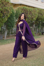 Load image into Gallery viewer, Wine Premium Readymade Kurti Pant Dupatta Set in Faux Blooming &amp; Embroidery ClothsVilla