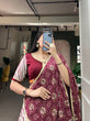 Load image into Gallery viewer, Wine Pure Cotton Lehenga Choli Set with Laheriya Print ClothsVilla