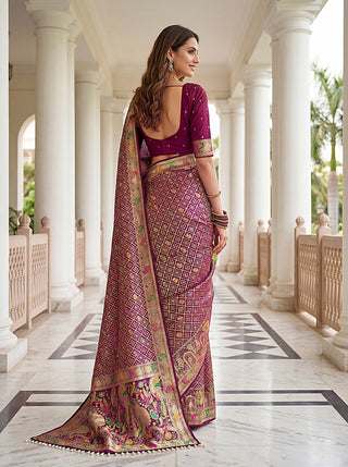 Wine Pure Nylon Saree With zari work ClothsVilla