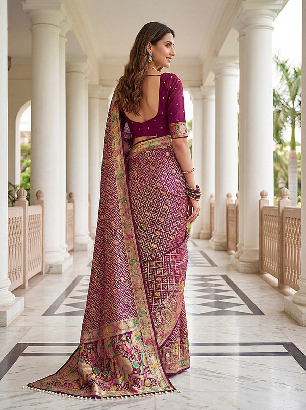 Wine Pure Nylon Saree With zari work ClothsVilla