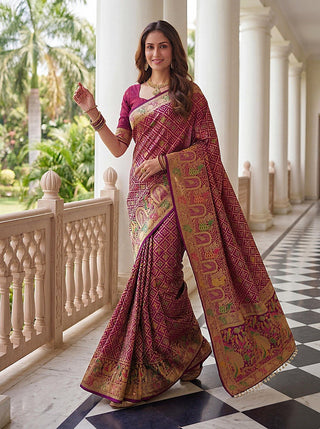 Wine Pure Nylon Saree With zari work ClothsVilla