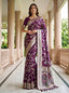 Wine Pure Nylon Satin Saree ClothsVilla