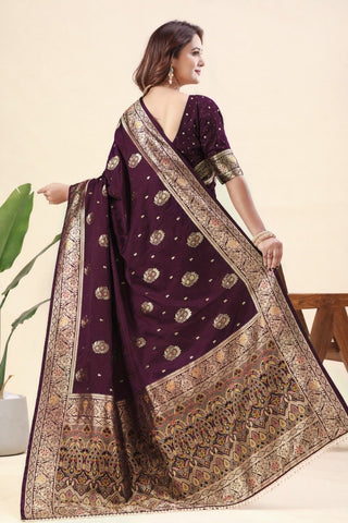 Wine Pure Nylon Satin Saree