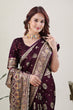 Load image into Gallery viewer, Wine Pure Nylon Satin Saree