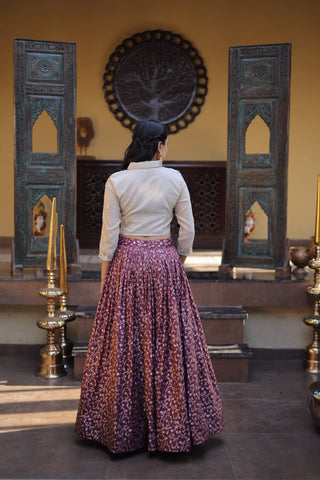 Wine Ready-to-Wear Jacquard Lehenga ClothsVilla