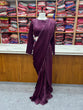 Load image into Gallery viewer, Wine Ready-to-Wear Premium Marble Velvet Saree with Full-Stitched Blouse