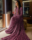 Wine Red Shimmer Sequence Saree ClothsVilla