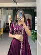 Load image into Gallery viewer, Wine Sequin Embroidered Vichitra Silk Lehenga Choli Set ClothsVilla