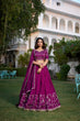 Load image into Gallery viewer, Wine Sequin Embroidered Vichitra Silk Lehenga Choli Set ClothsVilla