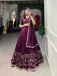 Load image into Gallery viewer, Wine Sequin Embroidered Vichitra Silk Lehenga Choli Set ClothsVilla