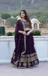 Load image into Gallery viewer, Wine Sequined Faux Georgette Lehenga Choli Set with Dupatta ClothsVilla
