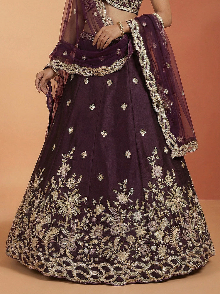 Tissue Beads with Embroidered Lehenga Choli with Dupatta Clothsvilla