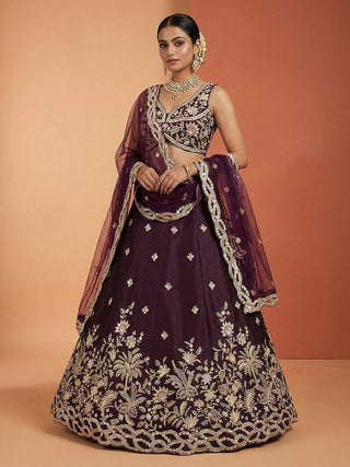 Tissue Beads with Embroidered Lehenga Choli with Dupatta Clothsvilla