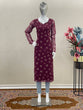 Load image into Gallery viewer, Wine Trendy Printed Straight Kurti - Heavy Soft Faux Georgette Clothsvilla