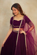 Load image into Gallery viewer, Wine Velvet Lehenga Choli Set