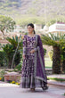 Load image into Gallery viewer, Luxe Wine Viscose Jacquard Gown with Sequin Embroidery &amp; Russian Silk Dupatta ClothsVilla