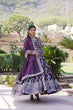 Load image into Gallery viewer, Luxe Wine Viscose Jacquard Gown with Sequin Embroidery &amp; Russian Silk Dupatta ClothsVilla