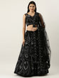 Load image into Gallery viewer, Women Black Net Sequins Embroidered Semi-Stitched Lehenga &amp; Blouse with Dupatta ClothsVilla.com