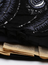 Load image into Gallery viewer, Women Black Net Sequins Embroidered Semi-Stitched Lehenga &amp; Blouse with Dupatta ClothsVilla.com