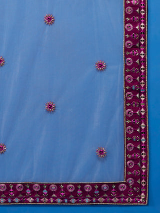Women Burgundy Pure Georgette Sequinse Embroidered Semi-Stitched Lehenga & Blouse, Dupatta Clothsvilla