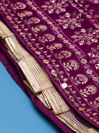 Women Burgundy Pure Georgette Sequinse Embroidered Semi-Stitched Lehenga & Blouse, Dupatta Clothsvilla