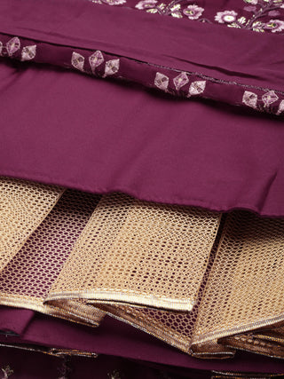 Women Burgundy Pure Georgette Sequinse Embroidered Semi-Stitched Lehenga & Blouse, Dupatta Clothsvilla