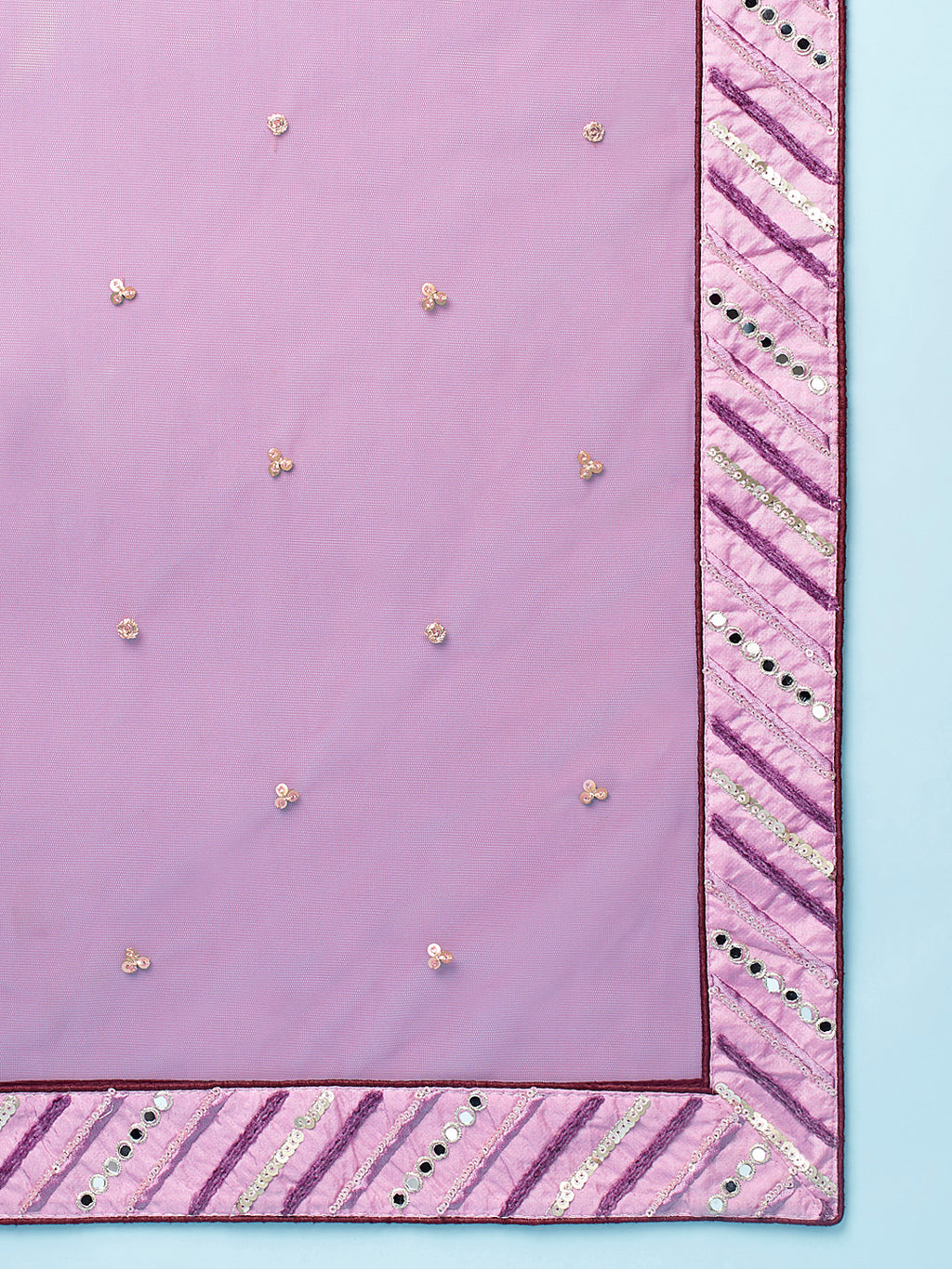 Women Lavender Net Zig-Zag Embroidered Semi-Stitched Lehenga, Unstitched Blouse & Dupatta Clothsvilla