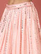 Load image into Gallery viewer, Women Peach Net Sequinse Embroidered Semi-Stitched Lehenga &amp; Blouse with Dupatta Clothsvilla
