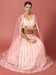 Load image into Gallery viewer, Women Peach Net Sequinse Embroidered Semi-Stitched Lehenga &amp; Blouse with Dupatta Clothsvilla