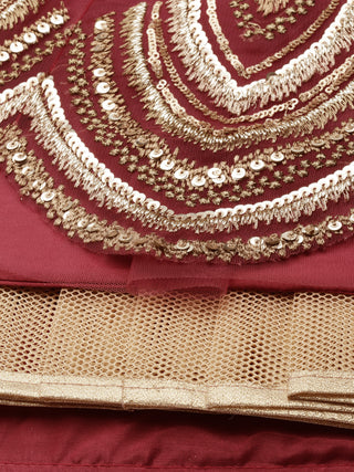 Women Rosegold Net Embroidered Mirror Semi-Stitched Lehenga & Unstitched Blouse with Dupatta Clothsvilla