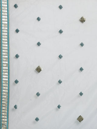 Women Sea Green Net Zig-Zag Embroideried Semi-Stitched Lehenga, Unstitched Blouse & Dupatta Clothsvilla