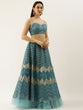 Load image into Gallery viewer, Women Sea Green Net Zig-Zag Embroideried Semi-Stitched Lehenga, Unstitched Blouse &amp; Dupatta Clothsvilla