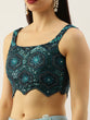 Load image into Gallery viewer, Women Teal Net Embroidered Sequins Semi-Stitched Lehenga &amp; Unstitched Blouse with Dupatta ClothsVilla