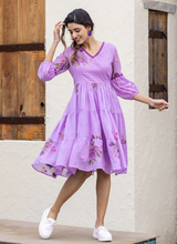 Load image into Gallery viewer, Women&#39;s Purple Digital Print Kota Kurti with Full Round Flair ClothsVilla