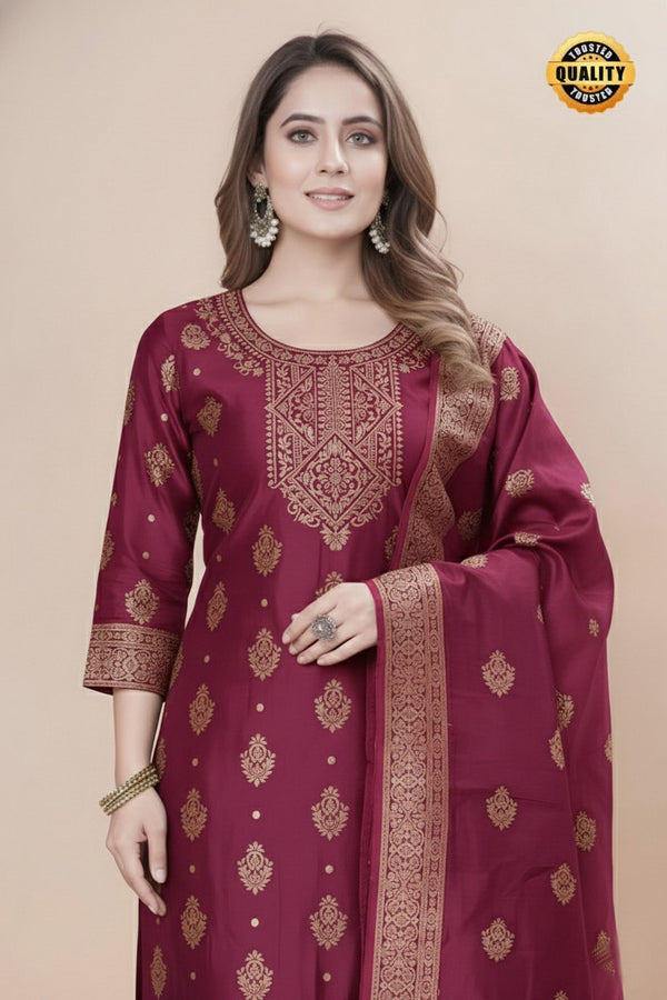 Women's Silk Zari Weaving Kurta Pant Set ClothsVilla