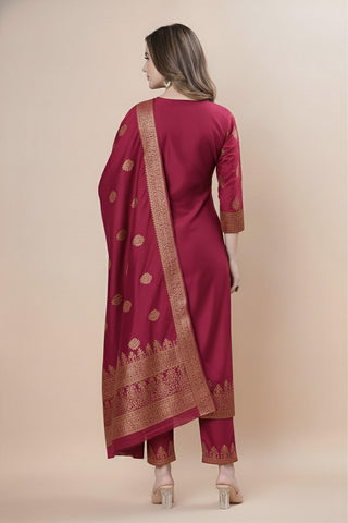 Women's Silk Zari Weaving Kurta Pant Set ClothsVilla