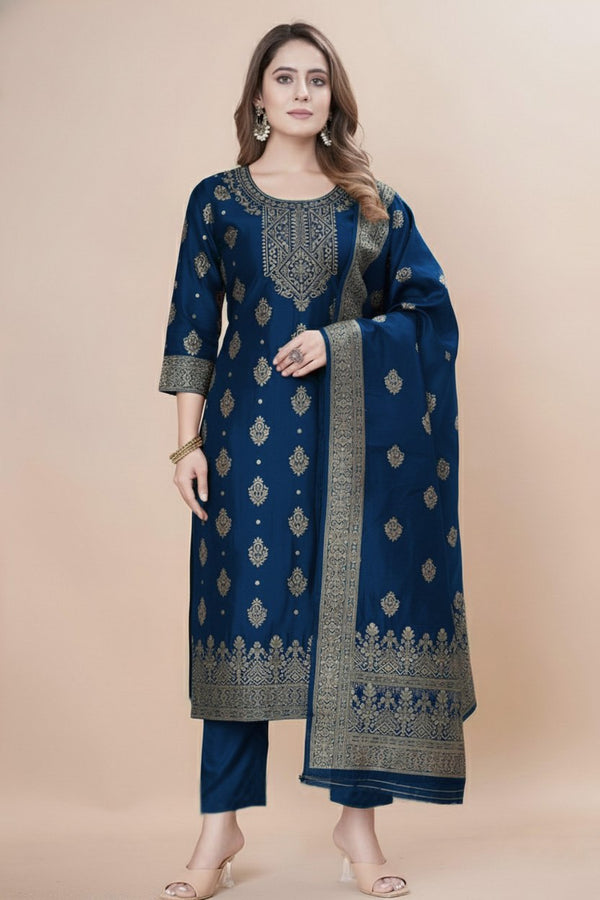Women's Silk Zari Weaving Kurta Pant Set ClothsVilla