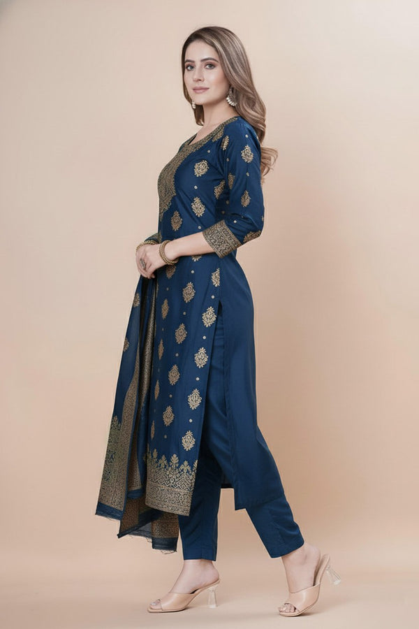 Women's Silk Zari Weaving Kurta Pant Set ClothsVilla